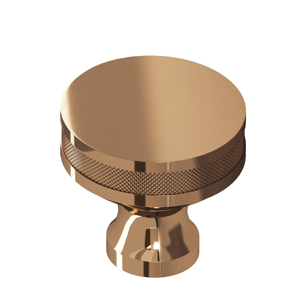 1.5" Diameter Round Diamond-Knurled Sandwich Cabinet Knob In Polished Bronze