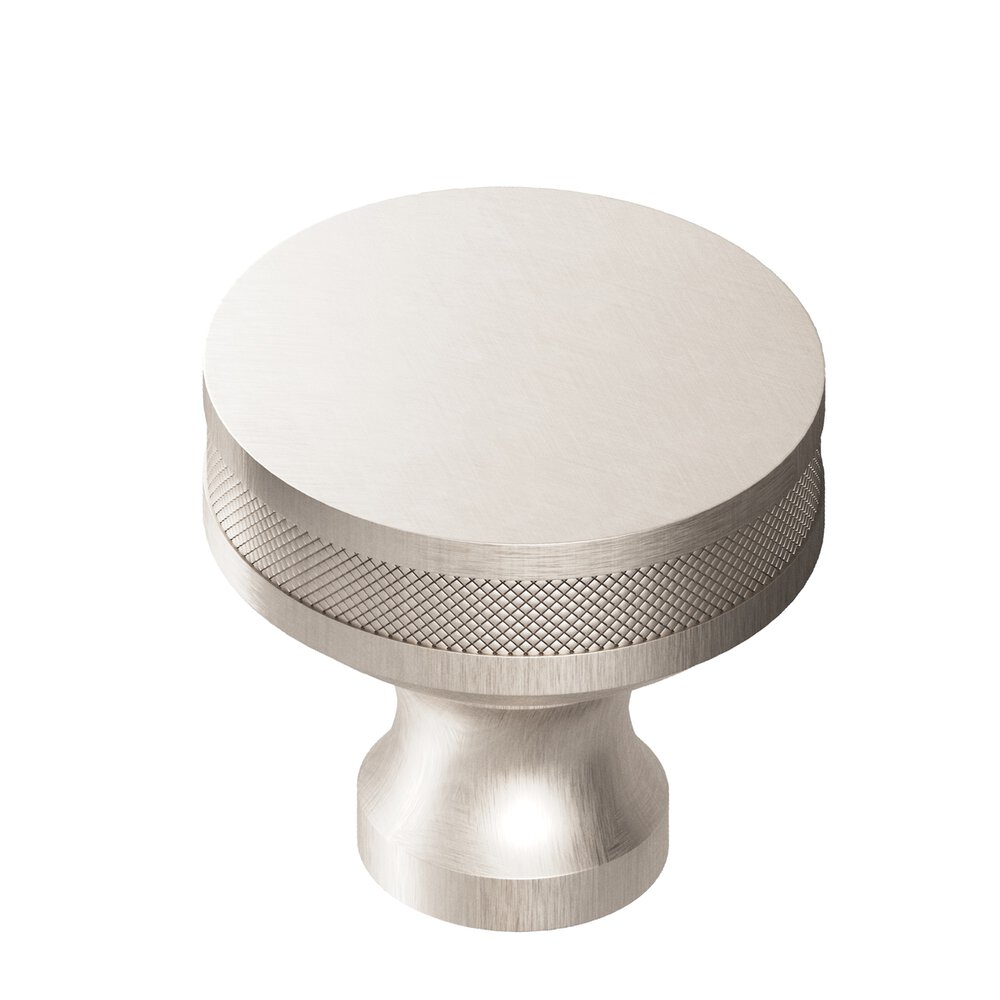 1.5" Diameter Round Diamond-Knurled Sandwich Cabinet Knob In Matte Satin Nickel