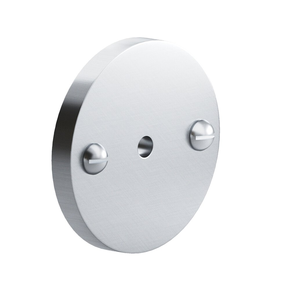 1.75" Diameter Round Backplate With Exposed Finished Screws In Satin Chrome