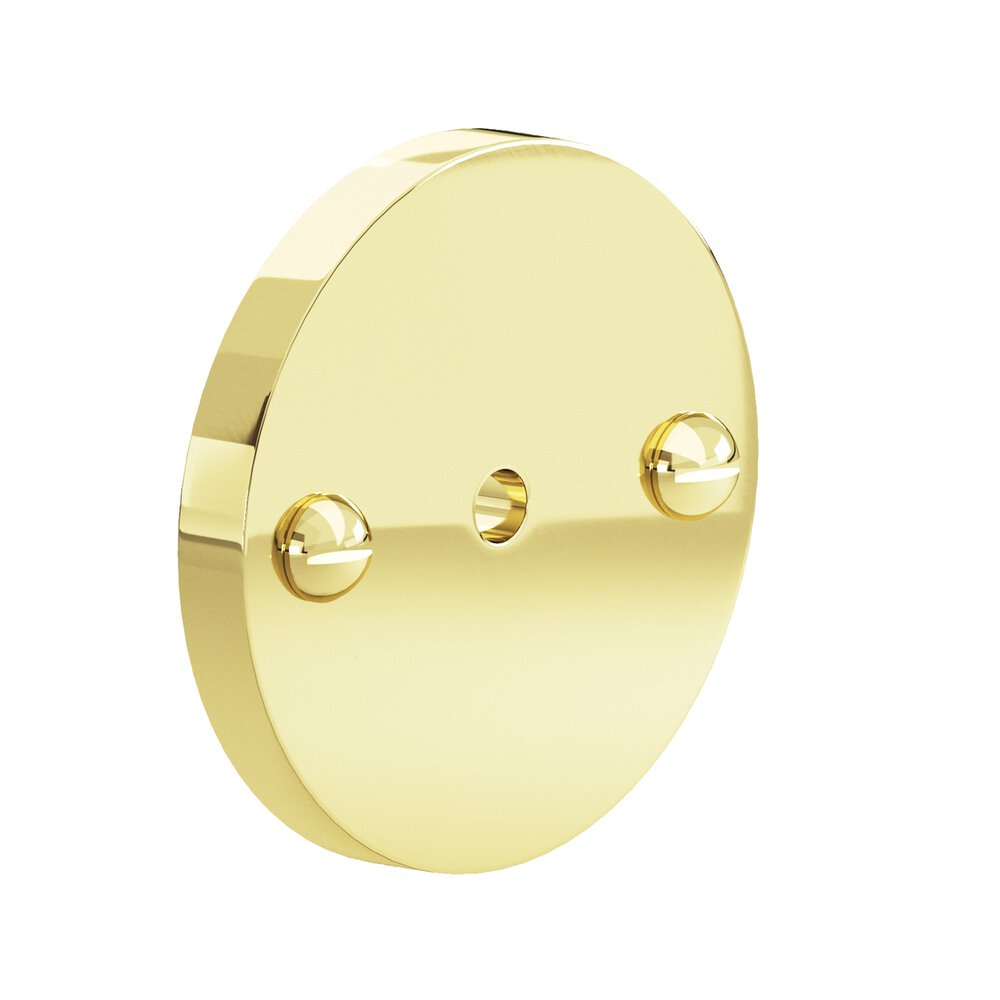 1.75" Diameter Round Backplate With Exposed Finished Screws In Polished Brass