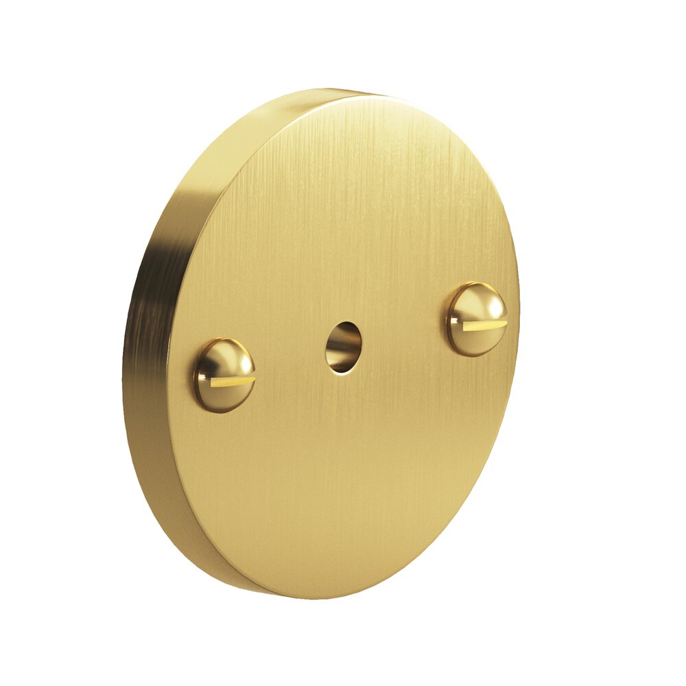 1.75" Diameter Round Backplate With Exposed Finished Screws In Satin Brass
