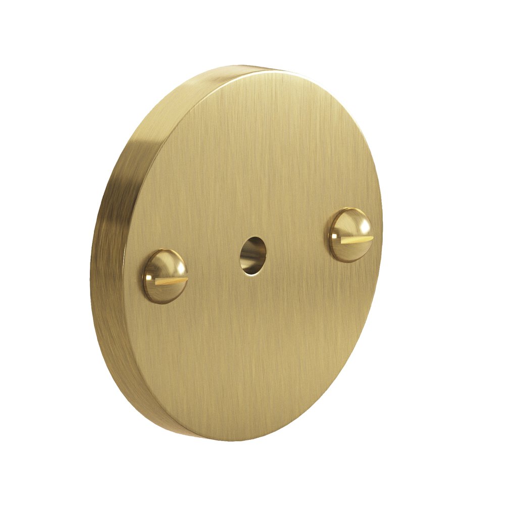 1.75" Diameter Round Backplate With Exposed Finished Screws In Antique Brass