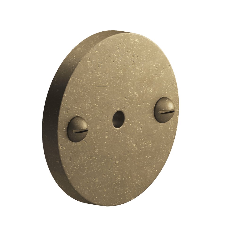1.75" Diameter Round Backplate With Exposed Finished Screws In Distressed Oil Rubbed Bronze