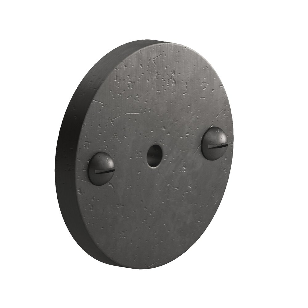 1.75" Diameter Round Backplate With Exposed Finished Screws In Distressed Satin Black
