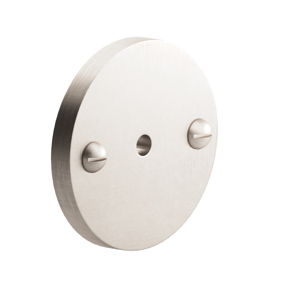 1.75" Diameter Round Backplate With Exposed Finished Screws In Matte Satin Nickel