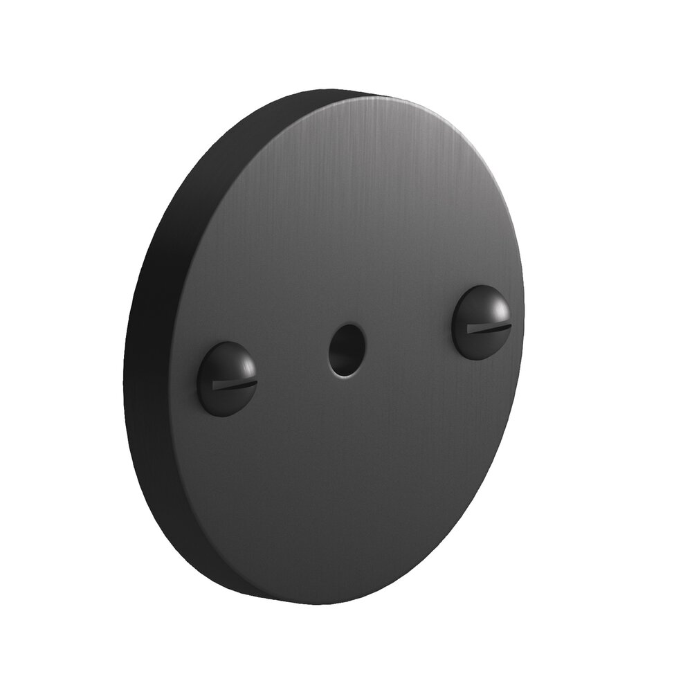 1.75" Diameter Round Backplate With Exposed Finished Screws In Matte Satin Black