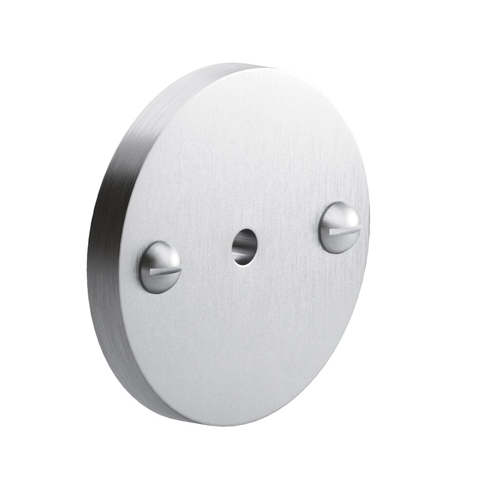 1.75" Diameter Round Backplate With Exposed Finished Screws In Matte Satin Chrome