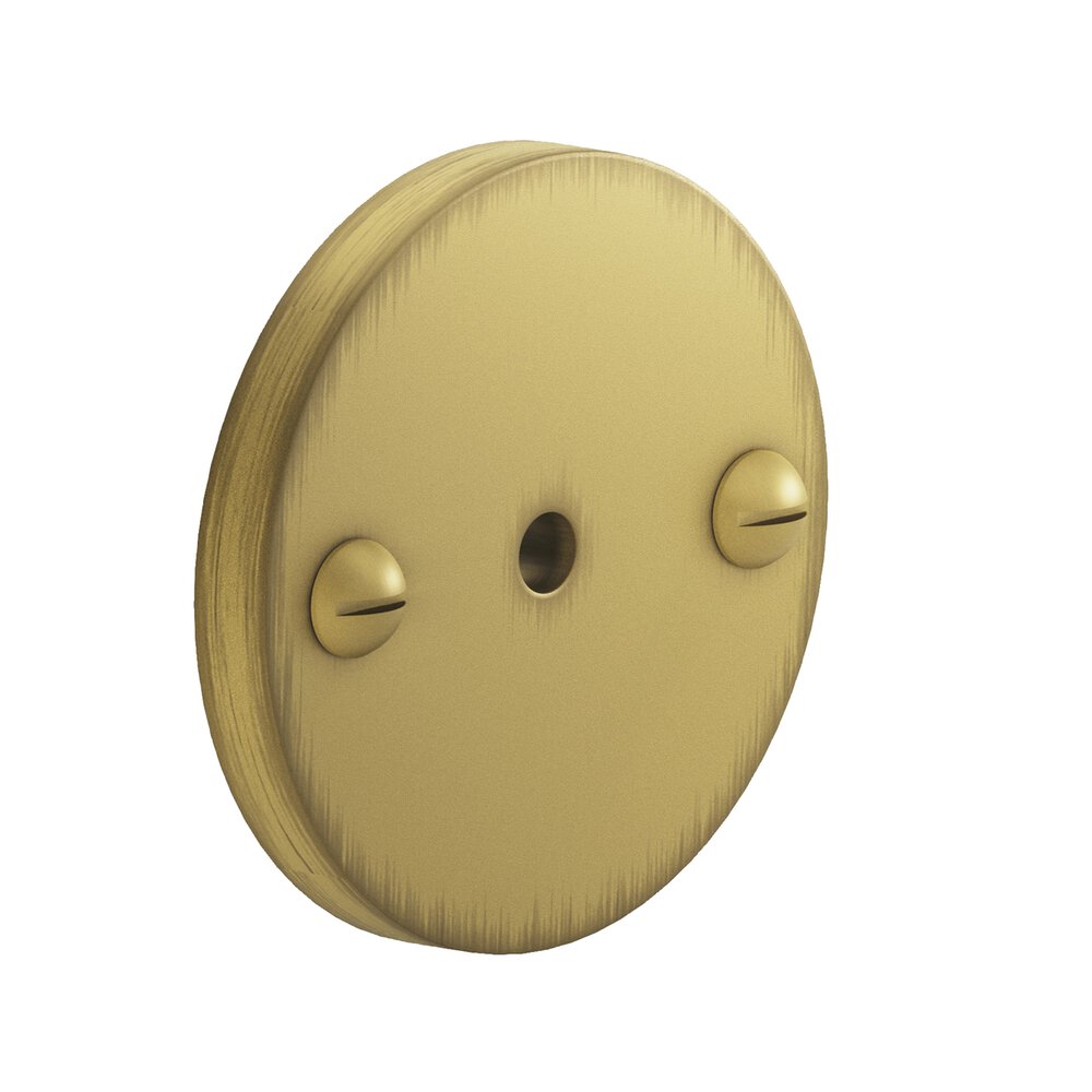 1.75" Diameter Round Backplate With Exposed Finished Screws In Matte Antique Satin Brass