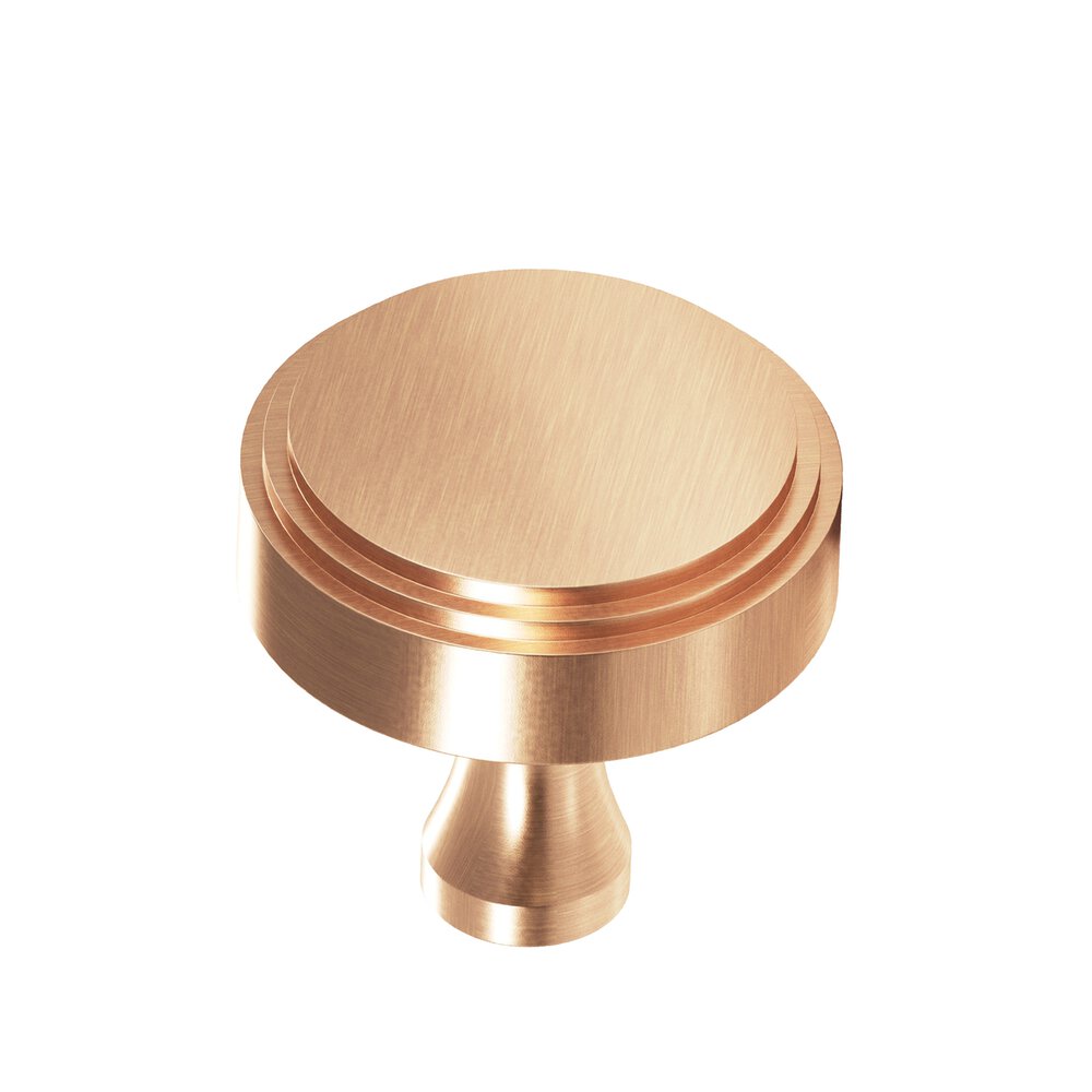 1" Diameter Round Stepped Cabinet Knob With Flared Post In Satin Bronze