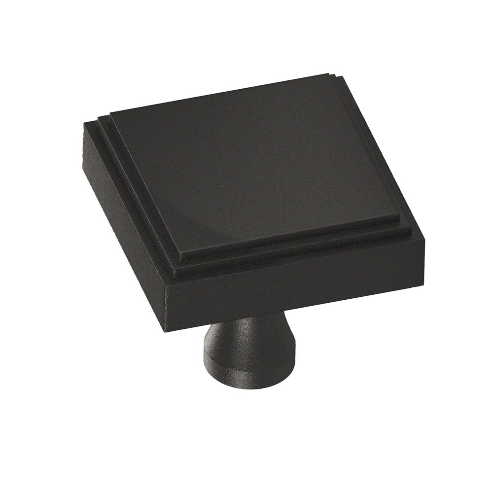 1.5" Square Stepped Cabinet Knob With Flared Post In Frost Black™