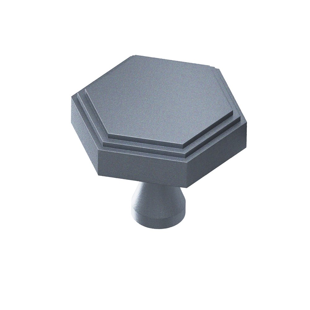 1" Hexagonal Stepped Cabinet Knob With Flared Post In Frost Chrome™
