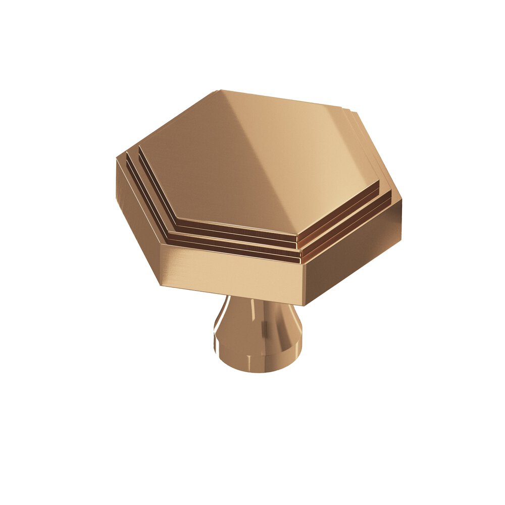 1" Hexagonal Stepped Cabinet Knob With Flared Post In Polished Bronze