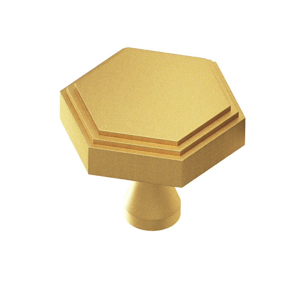 1.25" Hexagonal Stepped Cabinet Knob With Flared Post In Frost Brass™