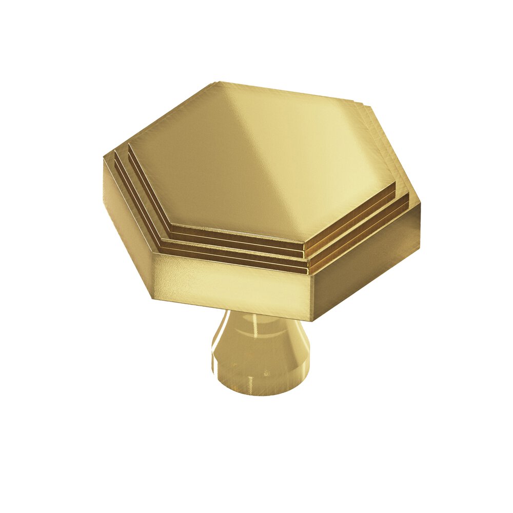 1.25" Hexagonal Stepped Cabinet Knob With Flared Post In Antique Bronze