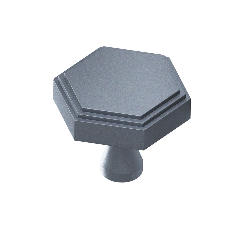 1.5" Hexagonal Stepped Cabinet Knob With Flared Post In Frost Chrome™