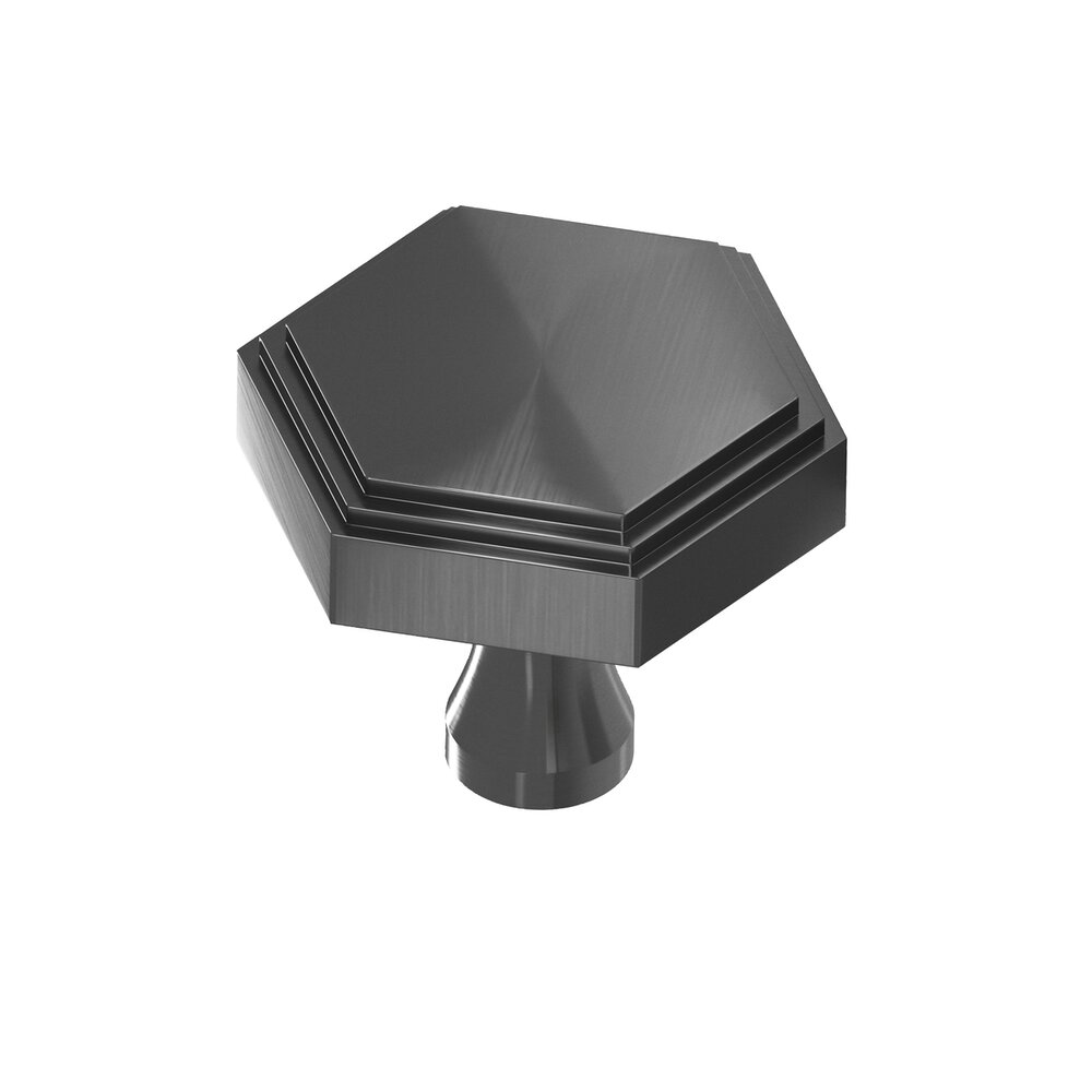 1.5" Hexagonal Stepped Cabinet Knob With Flared Post In Graphite