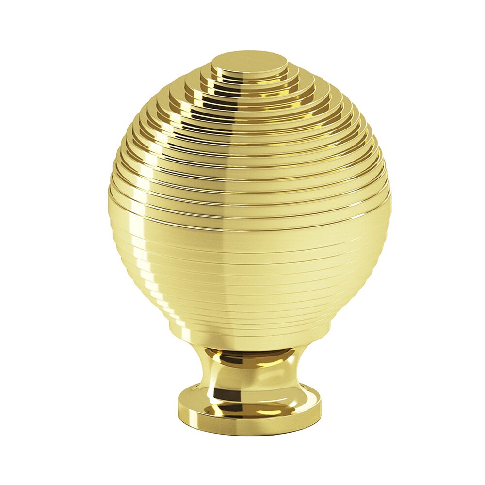 1 1/2" Beehive Cabinet Knob Hand Finished in Unlacquered Polished Brass