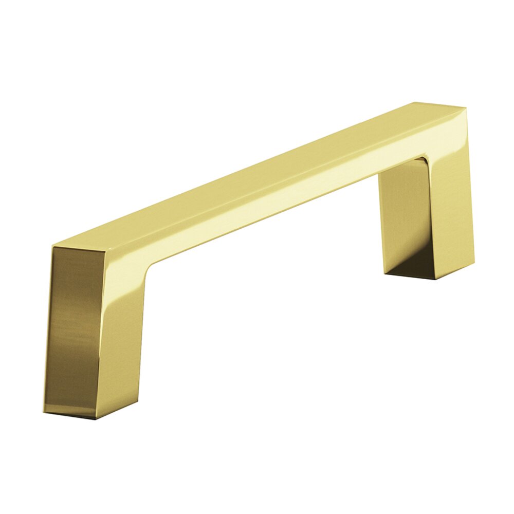 3 1/2" Centers Cabinet Pull Hand Finished in Unlacquered Polished Brass