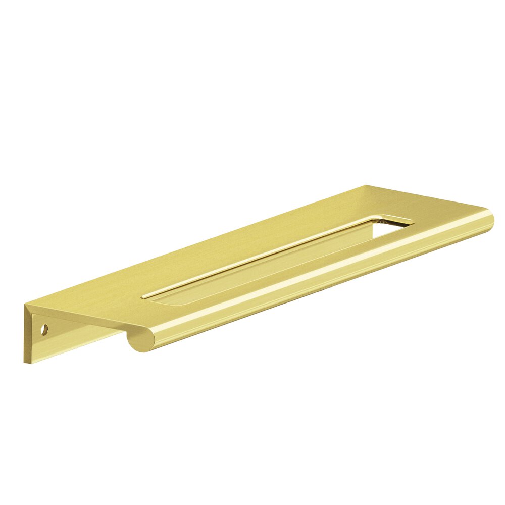 4" Centers 5" Overall Edge Pull With Fully-Rounded Lip And Center Coutout In Unlacquered Polished Brass