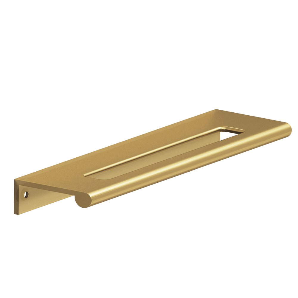 4" Centers 5" Overall Edge Pull With Fully-Rounded Lip And Center Coutout In Unlacquered Satin Brass