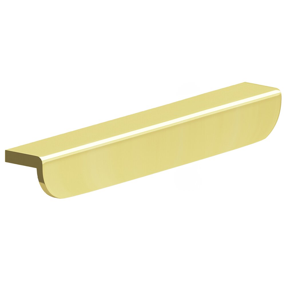 6" Centers 8" Overall L-Shaped Edge Pull With Rounded Ends In Unlacquered Polished Brass