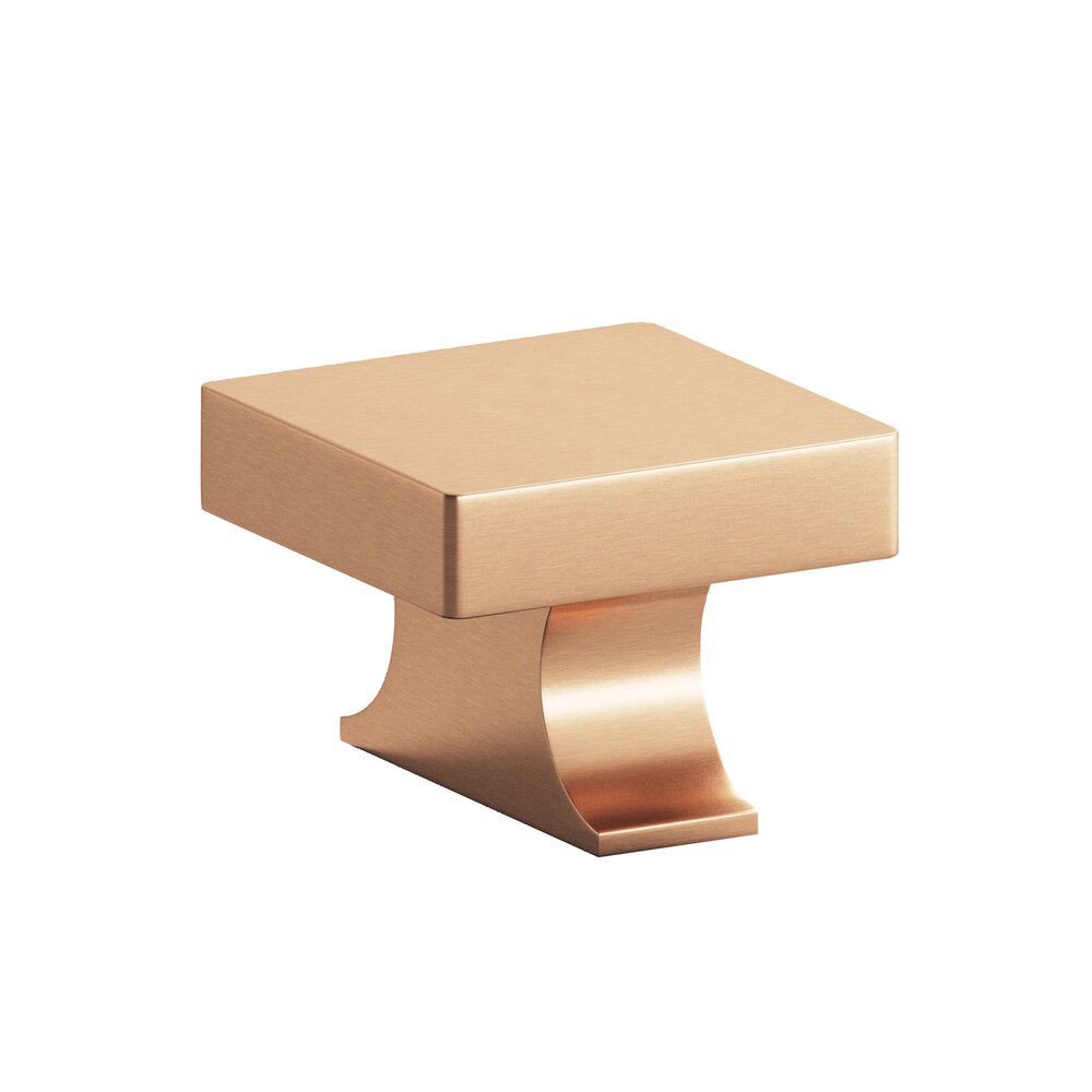 1.5" Square Cabinet Knob With Rectangular Flared Post In Satin Bronze