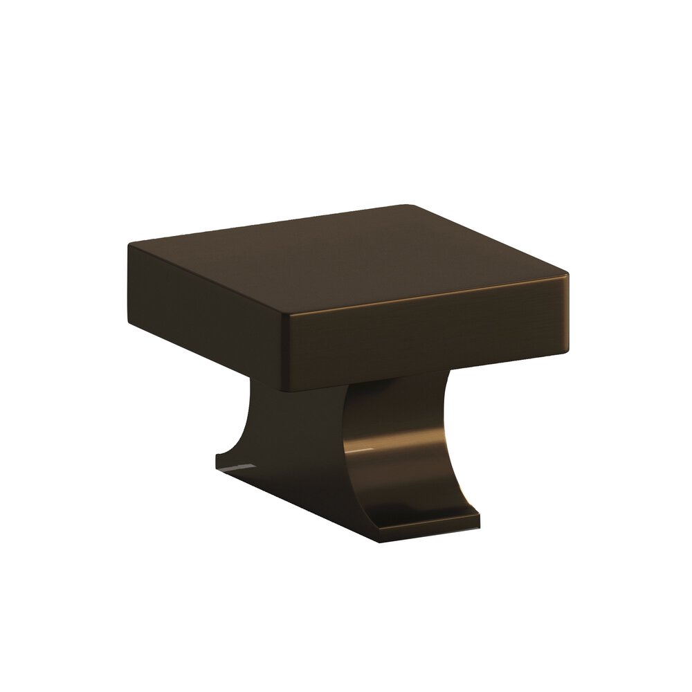 1.5" Square Cabinet Knob With Rectangular Flared Post In Unlacquered Oil Rubbed Bronze