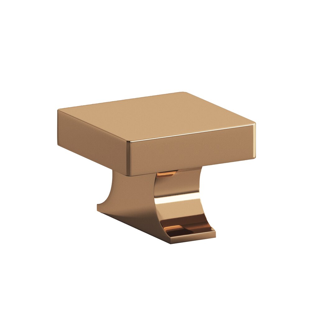 1.5" Square Cabinet Knob With Rectangular Flared Post In Polished Bronze