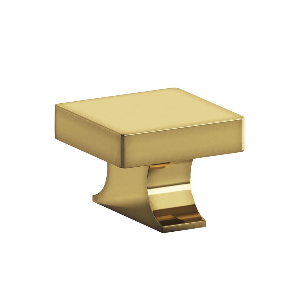 1.5" Square Cabinet Knob With Rectangular Flared Post In Antique Bronze