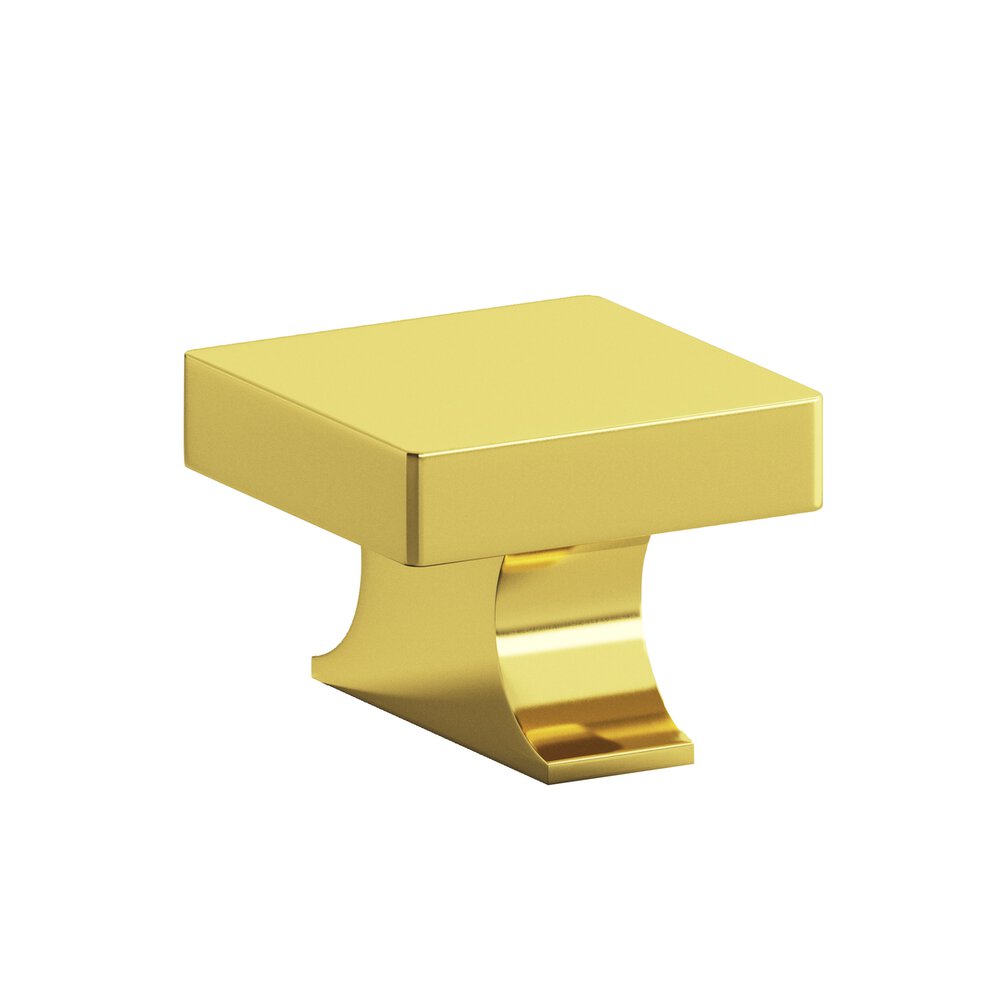 1.5" Square Cabinet Knob With Rectangular Flared Post In French Gold