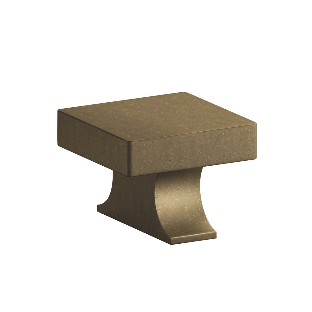 1.5" Square Cabinet Knob With Rectangular Flared Post In Distressed Oil Rubbed Bronze
