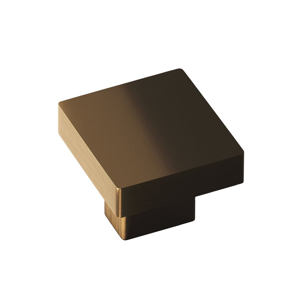1.5" Square Cabinet Knob With Rectangular Post In Unlacquered Oil Rubbed Bronze