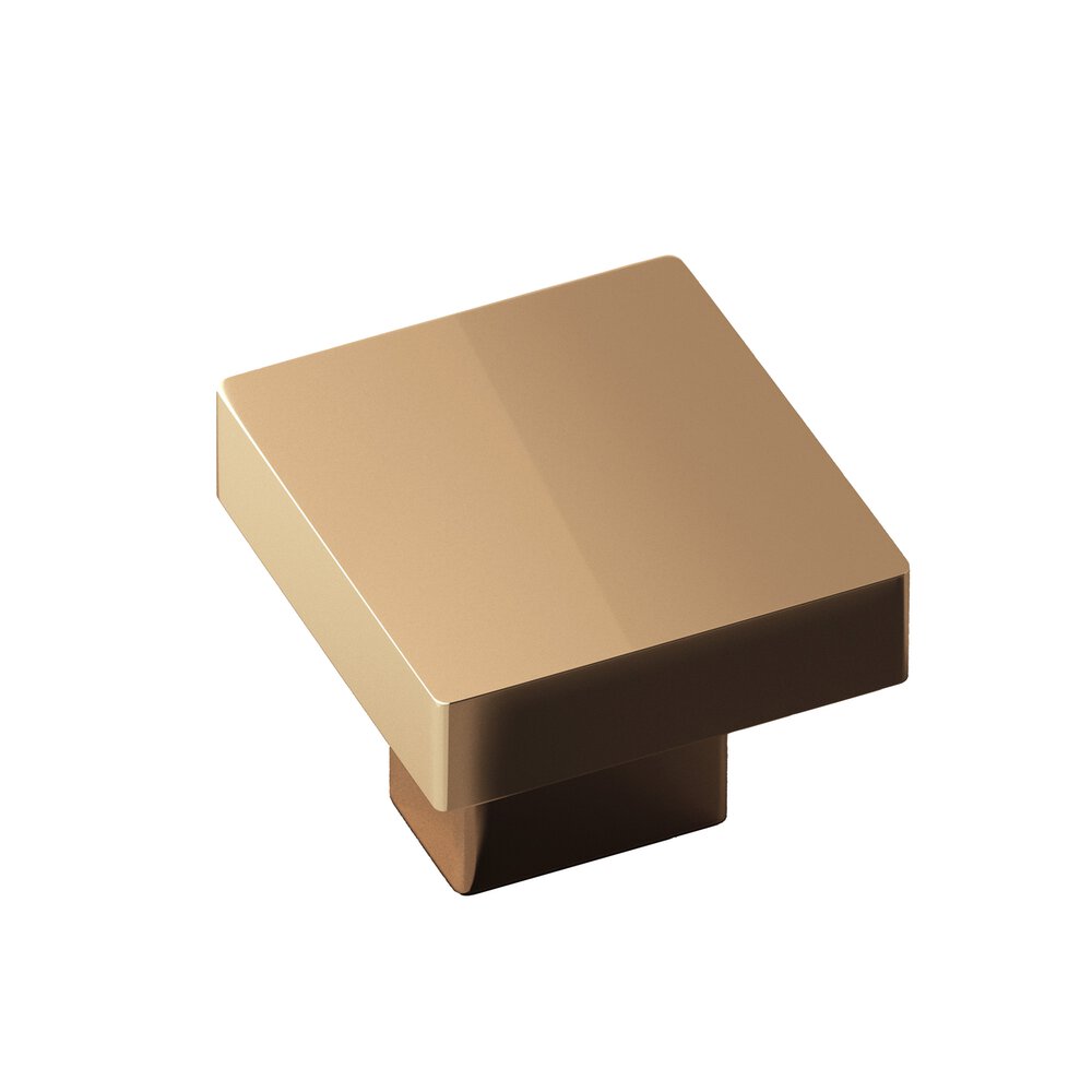1.5" Square Cabinet Knob With Rectangular Post In Polished Bronze