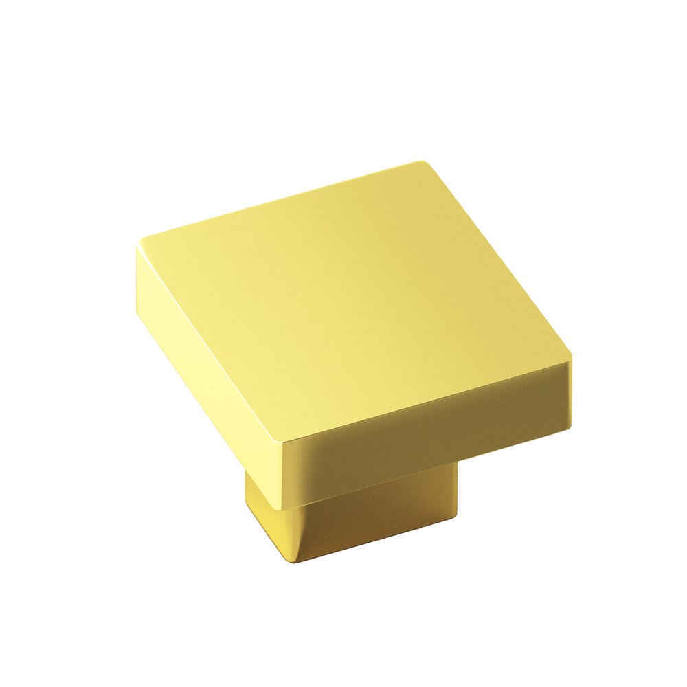 1.5" Square Cabinet Knob With Rectangular Post In French Gold