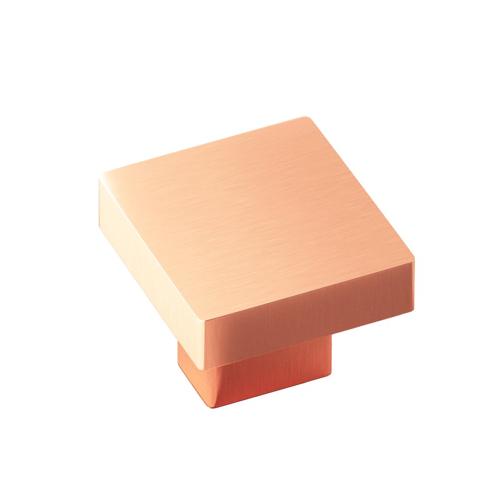 1.5" Square Cabinet Knob With Rectangular Post In Satin Copper