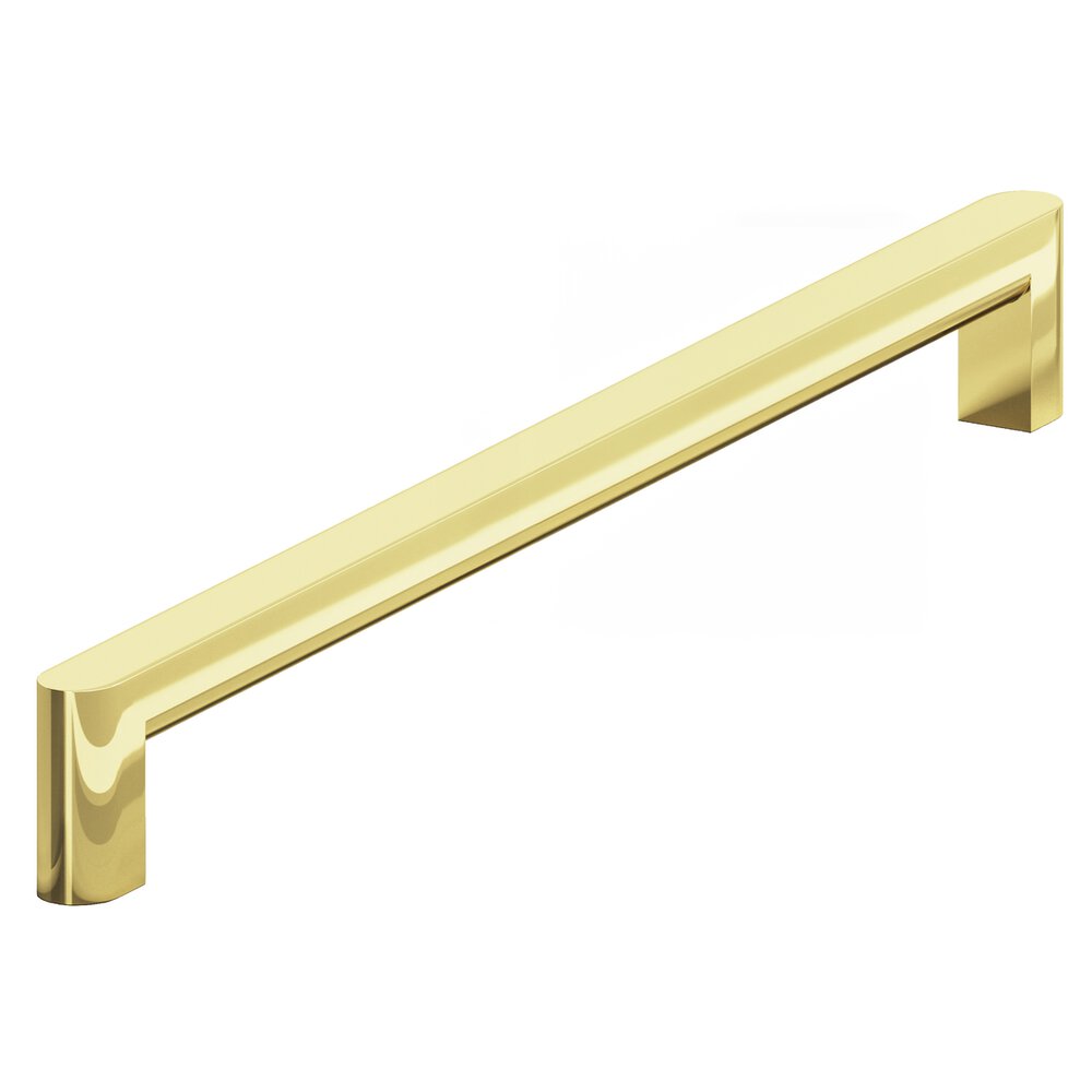 10" Centers Square Cabinet Pull With Rounded Back And Ends In Polished Brass