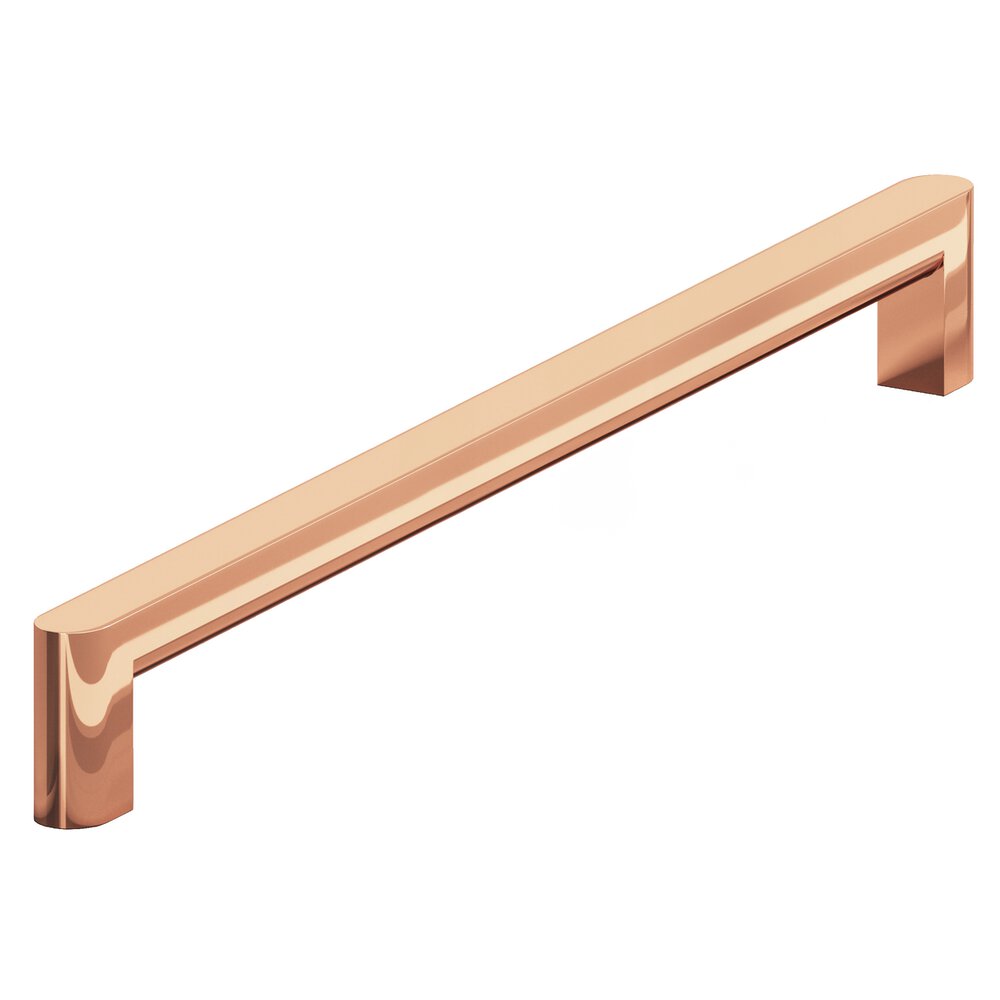 10" Centers Square Cabinet Pull With Rounded Back And Ends In Polished Copper