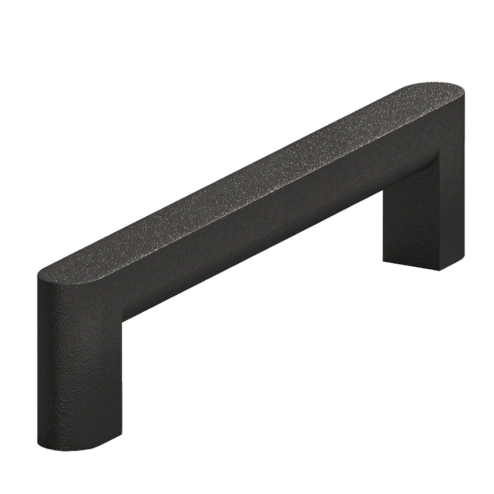 4" Centers Square Cabinet Pull With Rounded Back And Ends In Frost Black