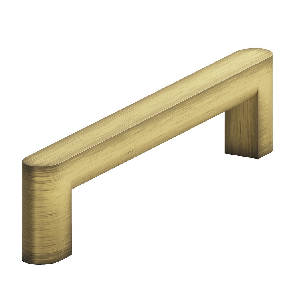 4" Centers Square Cabinet Pull With Rounded Back And Ends In Matte Antique Satin Brass