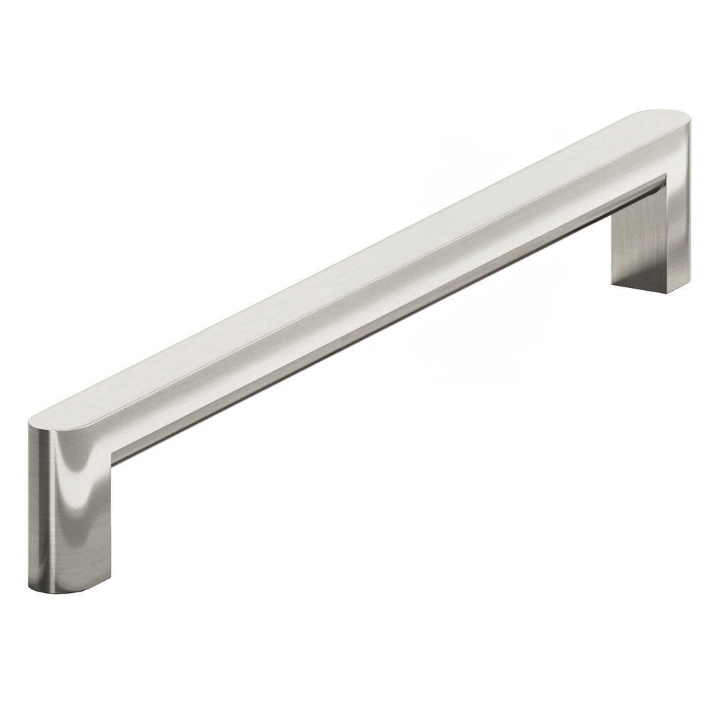 8" Centers Square Cabinet Pull With Rounded Back And Ends In Satin Nickel
