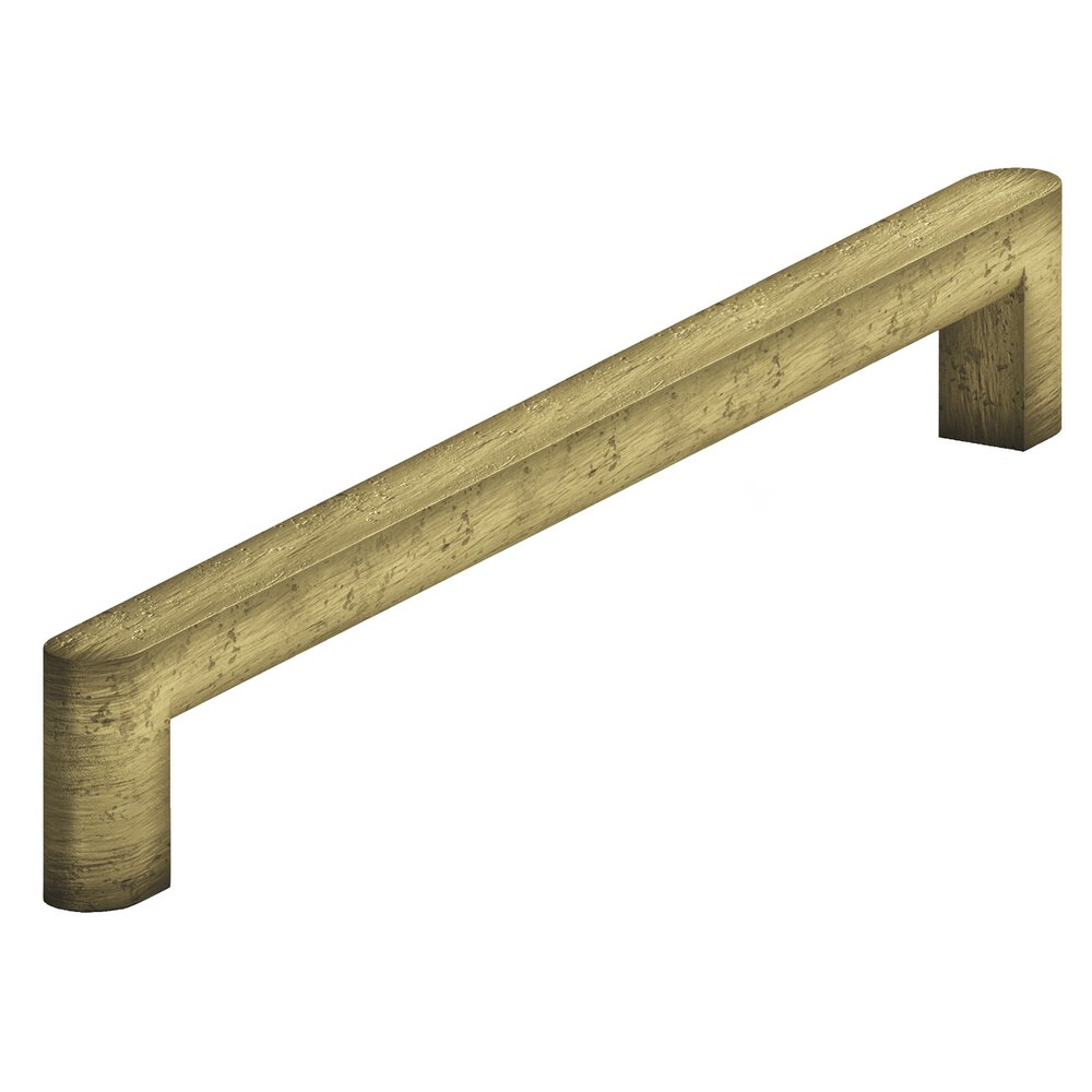 8" Centers Square Cabinet Pull With Rounded Back And Ends In Distressed Antique Brass