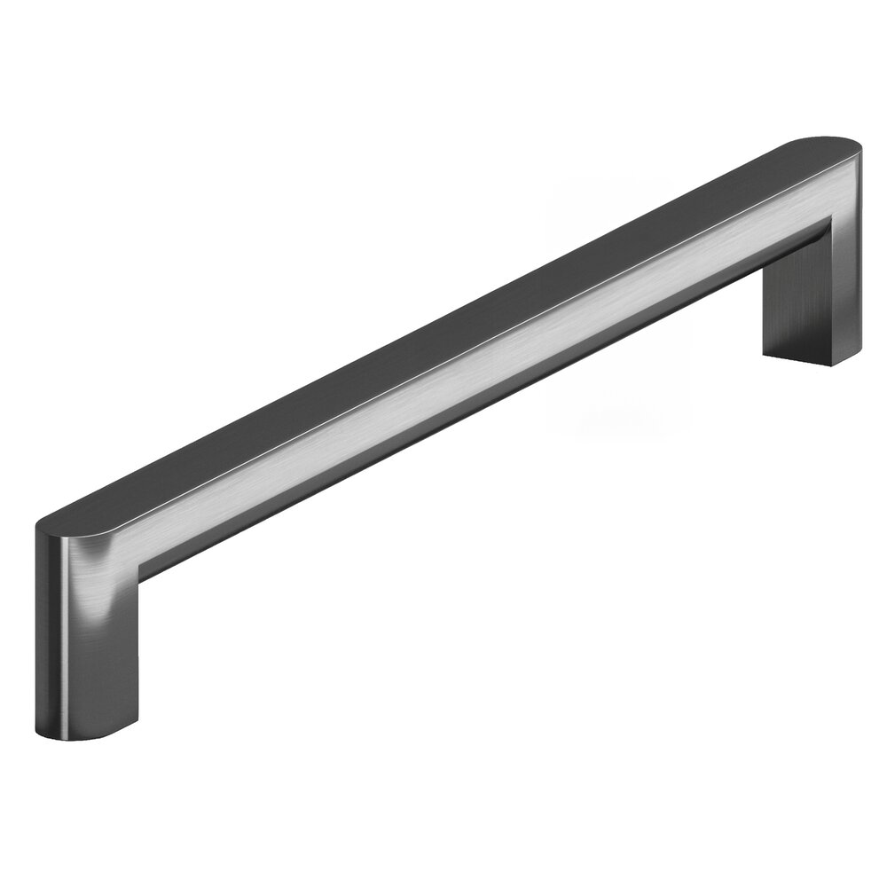 8" Centers Square Cabinet Pull With Rounded Back And Ends In Graphite