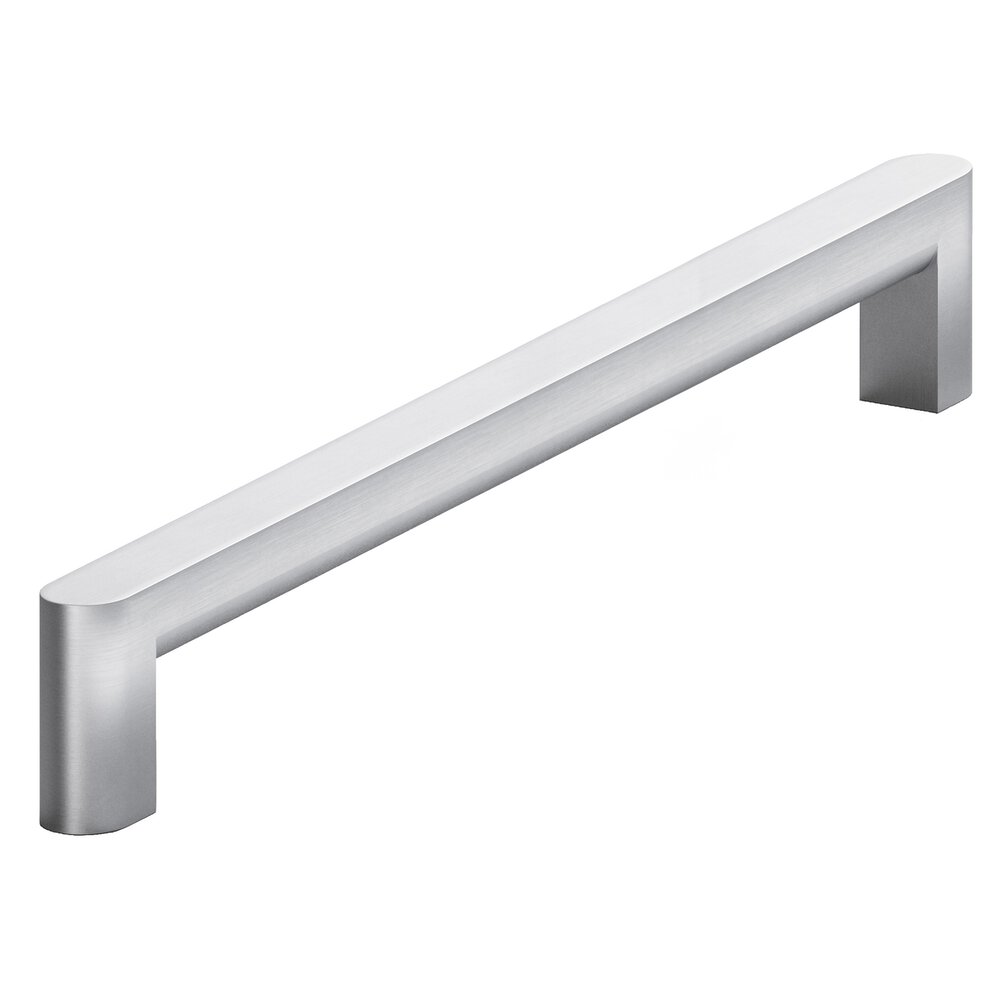 8" Centers Square Cabinet Pull With Rounded Back And Ends In Matte Satin Chrome