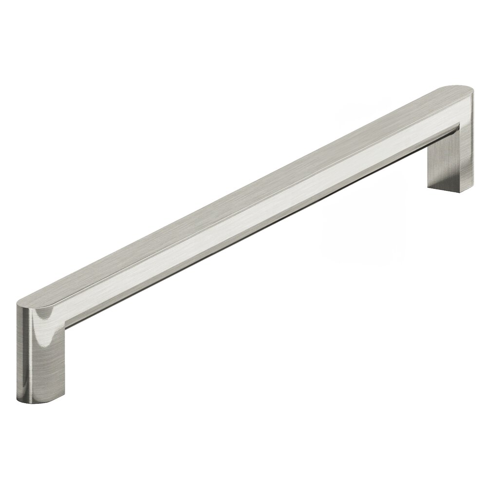 10" Centers Square Cabinet Pull With Rounded Back And Ends In Nickel Stainless