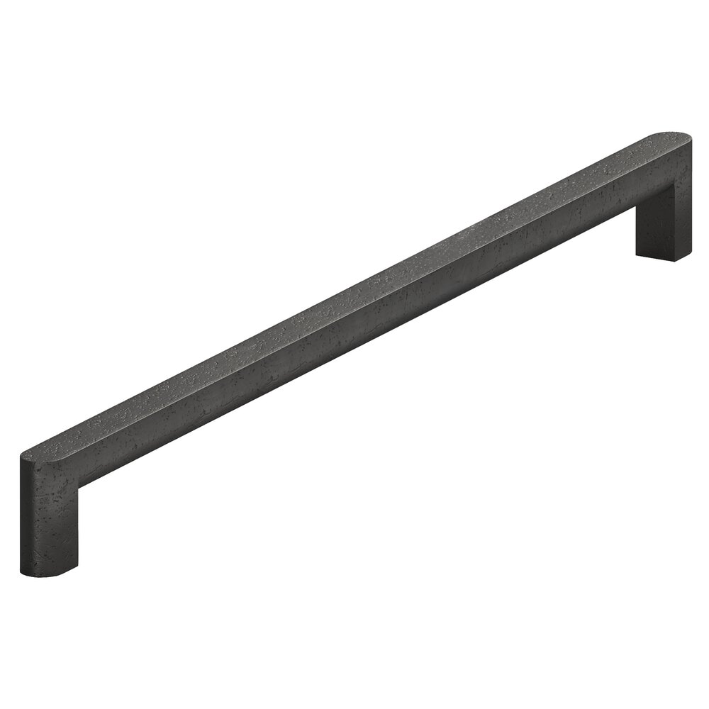 12" Centers Square Cabinet Pull With Rounded Back And Ends In Distressed Satin Black