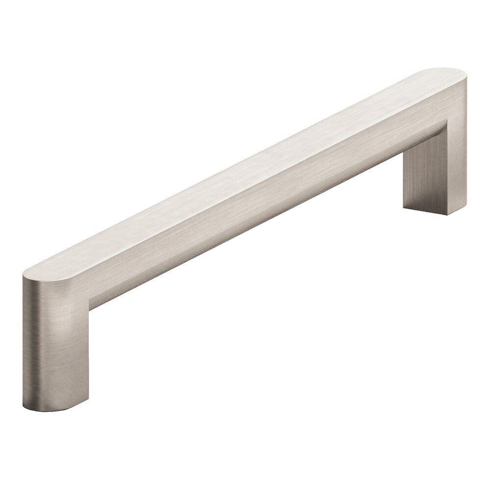 6" Centers Square Cabinet Pull With Rounded Back And Ends In Matte Satin Nickel