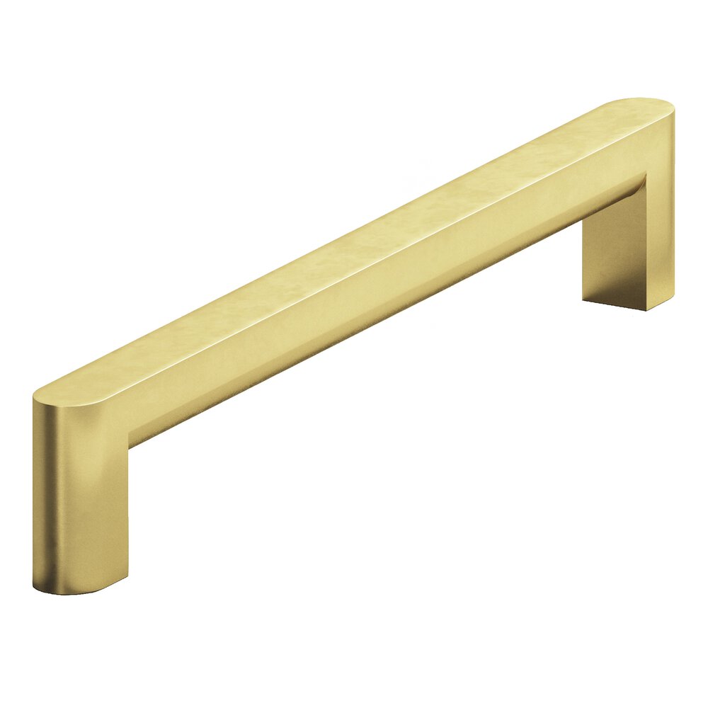 6" Centers Square Cabinet Pull With Rounded Back And Ends In Matte Satin Brass