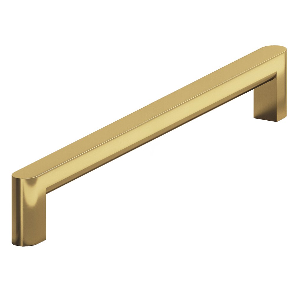 8" Centers Square Cabinet Pull With Rounded Back And Ends In Unlacquered Satin Brass
