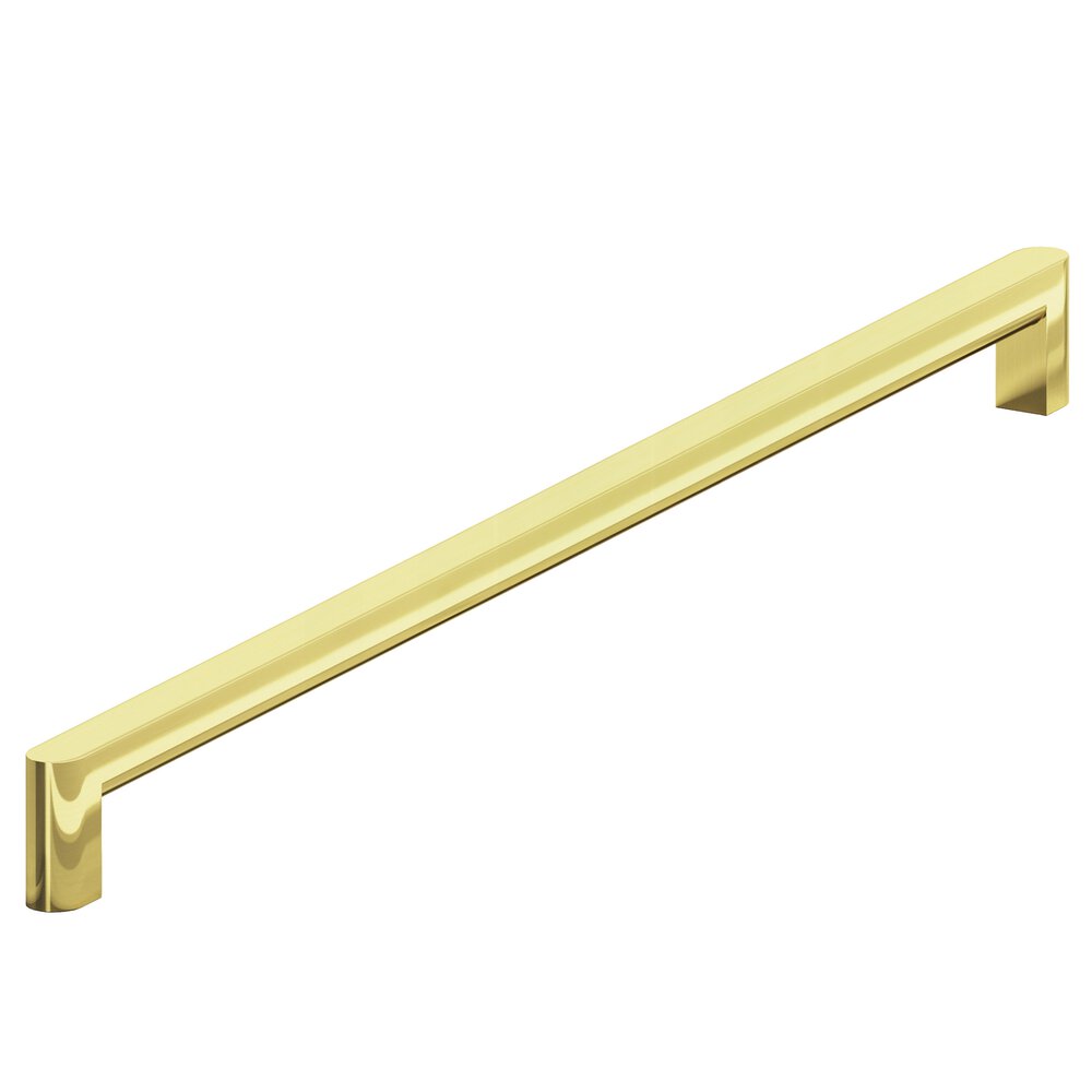 18" Centers Square Appliance/Oversized Pull With Rounded Back And Ends In Unlacquered Polished Brass