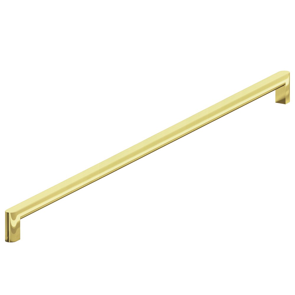 24" Centers Square Appliance/Oversized Pull With Rounded Back And Ends In Unlacquered Polished Brass